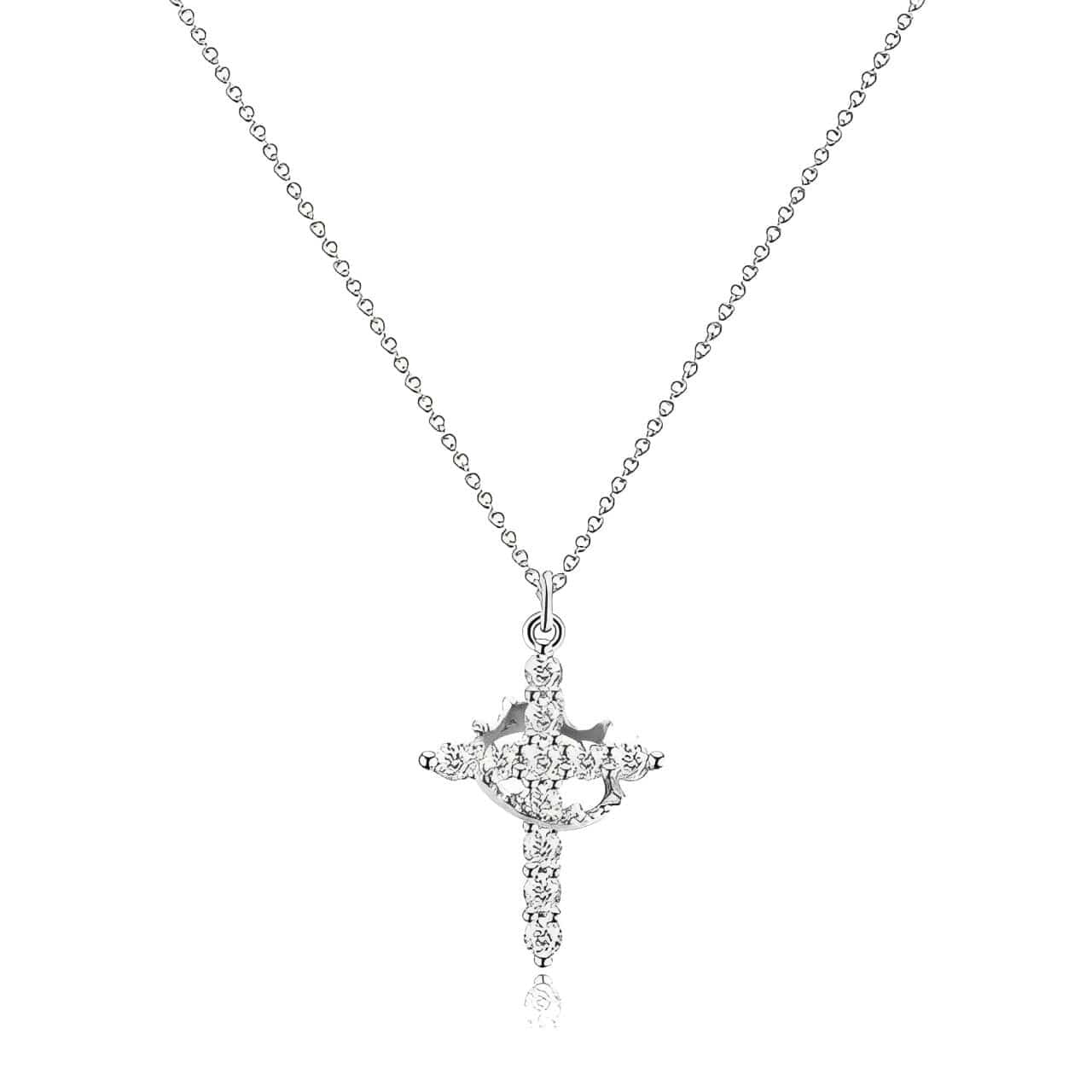 Colar Cruz & Coroa - Banhado a Ouro 18K