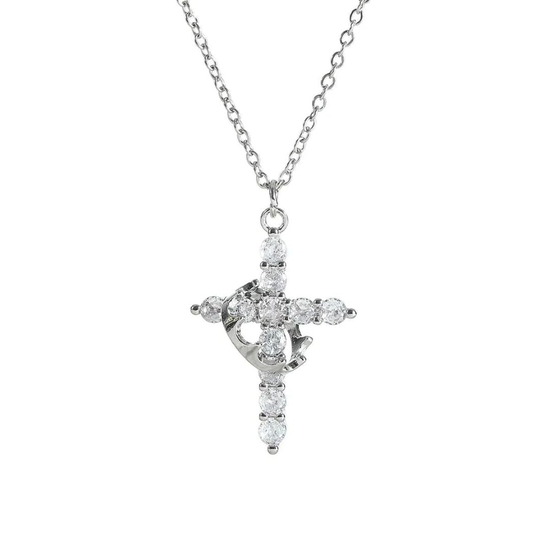 Colar Cruz & Coroa - Banhado a Ouro 18K