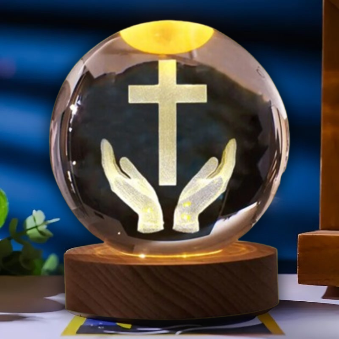 Divina luz - Luminaria Esfera de Cristal Sagrada 3D