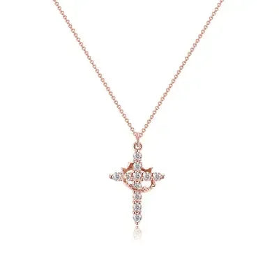 Colar Cruz & Coroa - Banhado a Ouro 18K