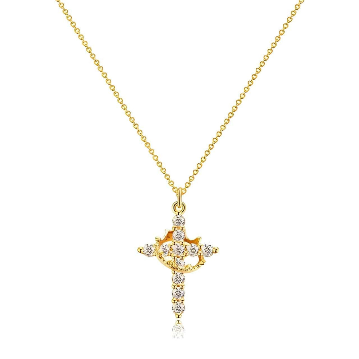 Colar Cruz & Coroa - Banhado a Ouro 18K