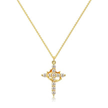Colar Cruz & Coroa - Banhado a Ouro 18K