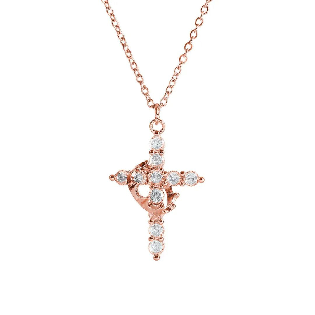 Colar Cruz & Coroa - Banhado a Ouro 18K