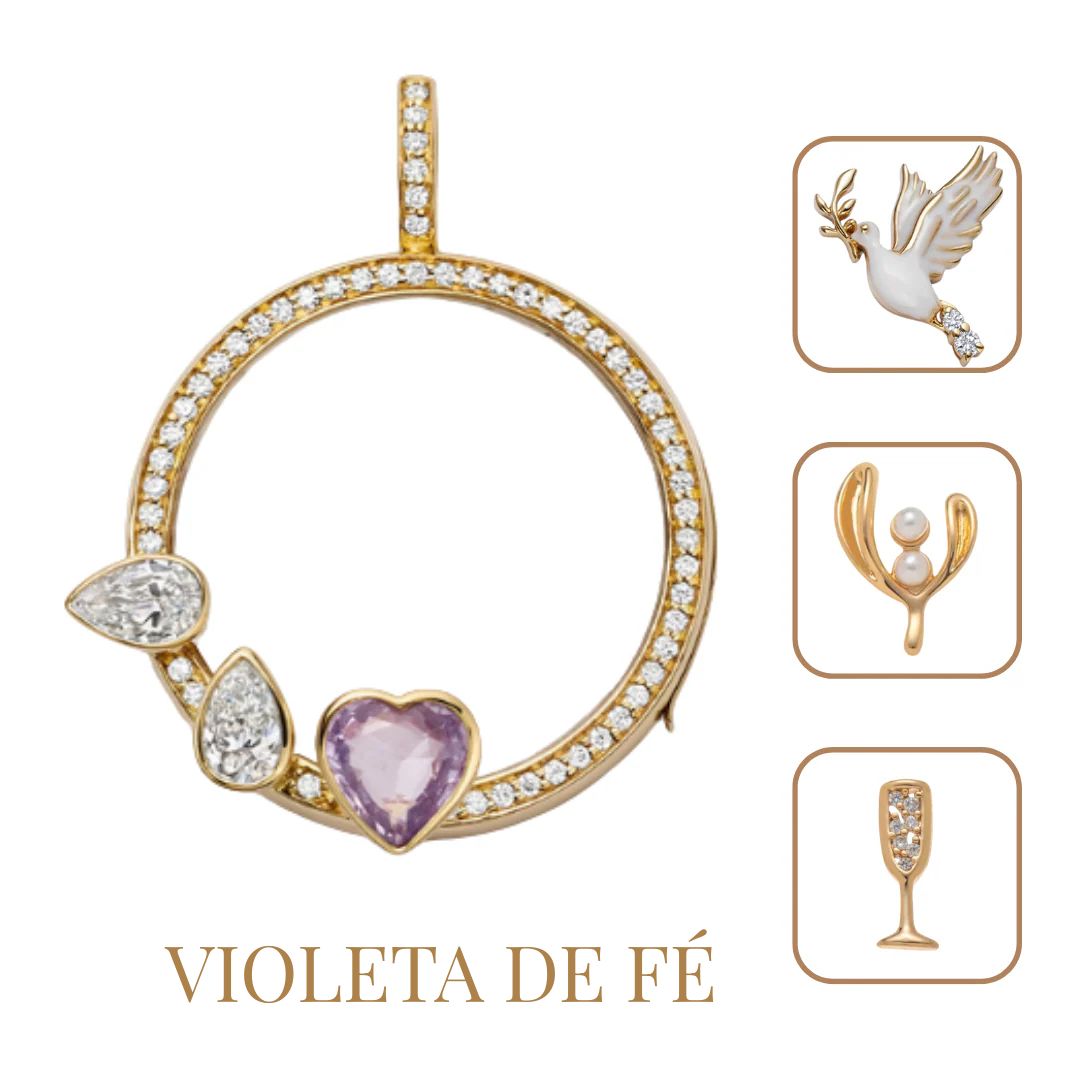 Colar Três Símbolos da Fé – Espírito Santo, Vida Eterna e Eucaristia