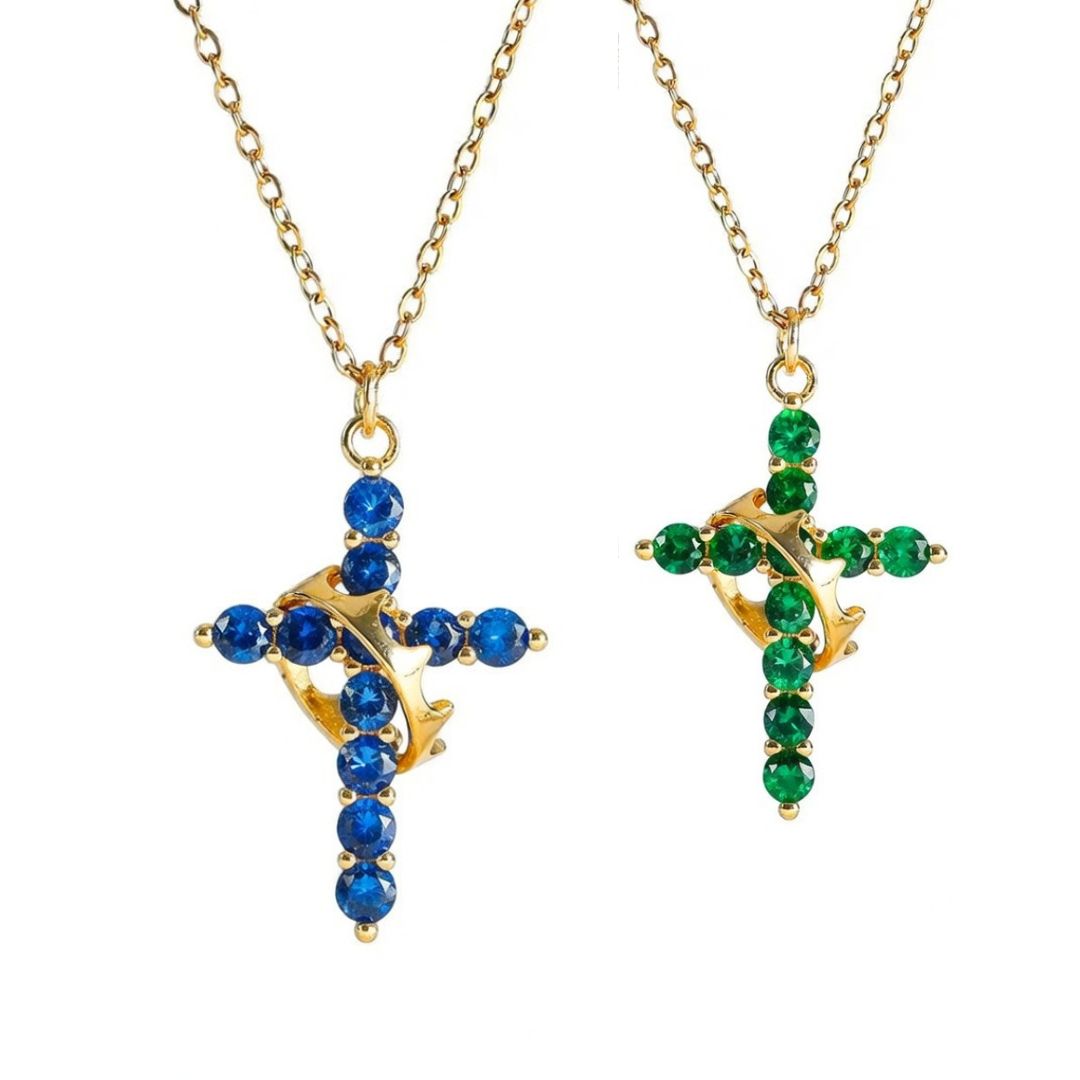 Colar Cruz & Coroa Edição Colorida [Compre 1 Leve 2]