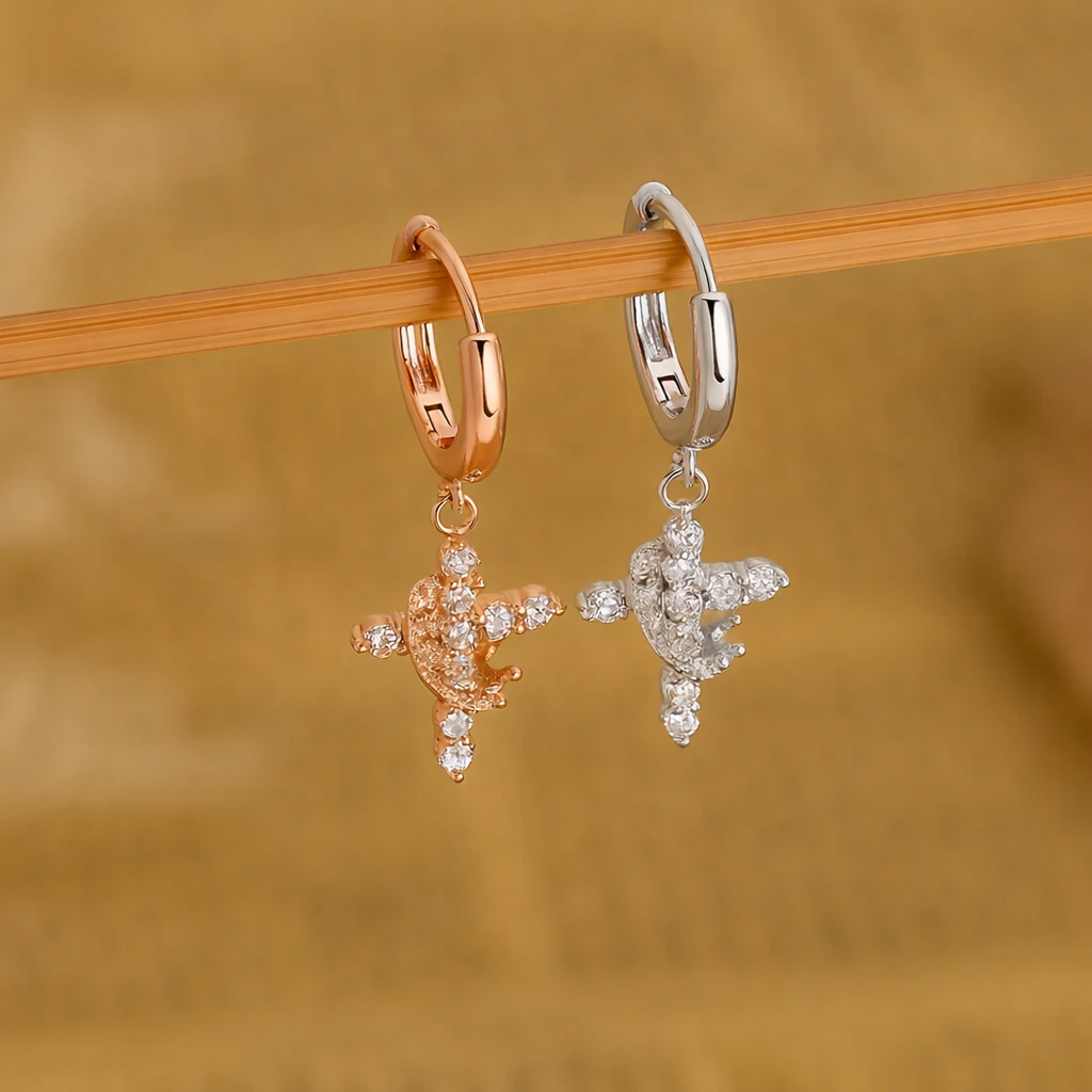 Brinco Cruz & Coroa Banhado a Ouro 18K [COMPRE 1 E LEVE 2]