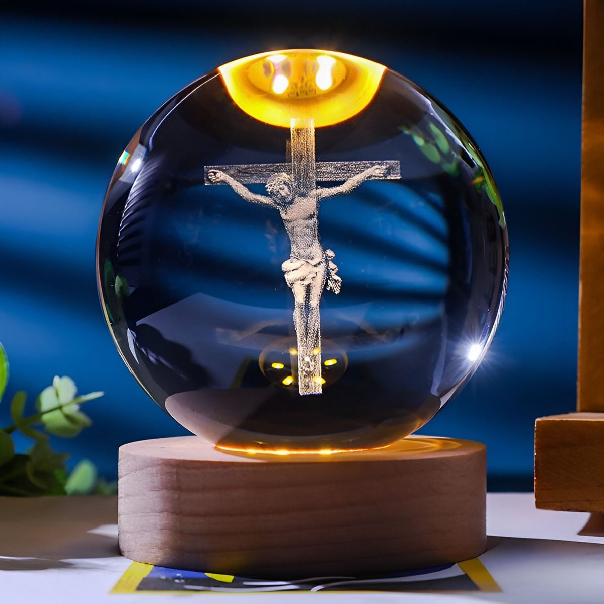 Divina luz - Luminaria Esfera de Cristal Sagrada 3D