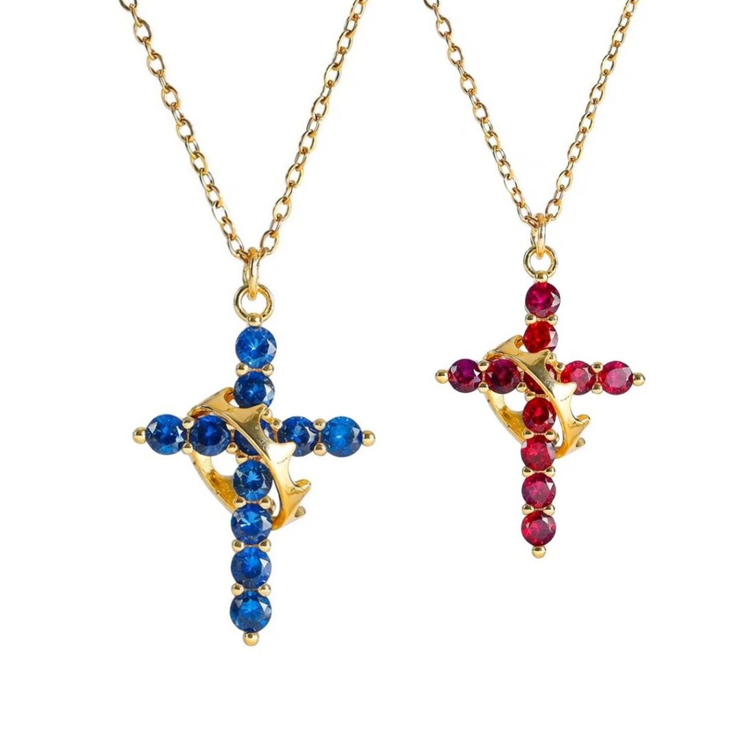 Colar Cruz & Coroa Edição Colorida [Compre 1 Leve 2]