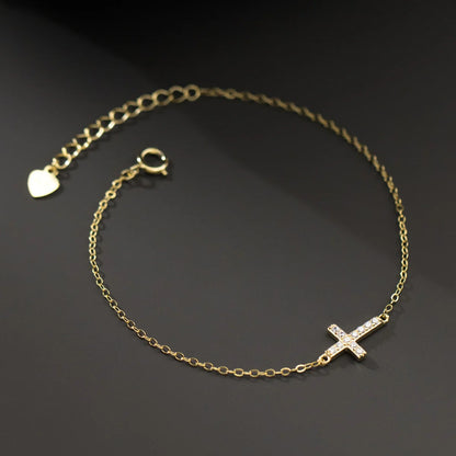 Pulseira Pingente Delicado de Cruz Banhada em Ouro [COMPRE 1 LEVE 2]