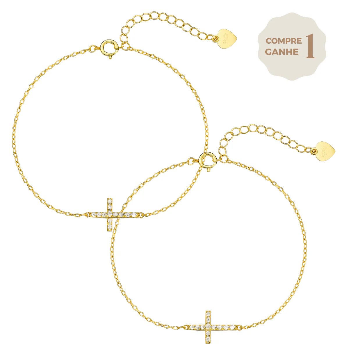 Pulseira Pingente Delicado de Cruz Banhada em Ouro [COMPRE 1 LEVE 2]