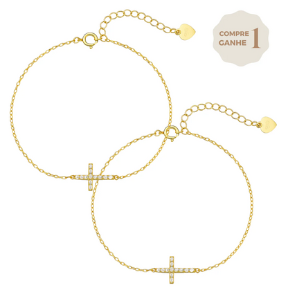 Pulseira Pingente Delicado de Cruz Banhada em Ouro [COMPRE 1 LEVE 2]