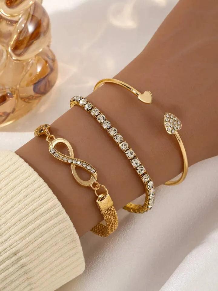 Conjunto 3 Pulseiras Coração de Amor Retro
