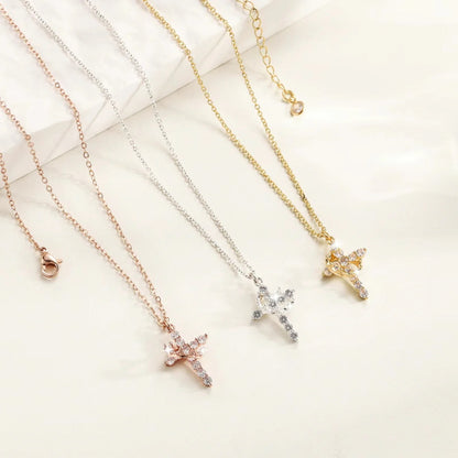 Colar Cruz & Coroa - Banhado a Ouro 18K