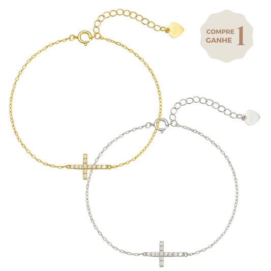 Pulseira Pingente Delicado de Cruz Banhada em Ouro [COMPRE 1 LEVE 2]