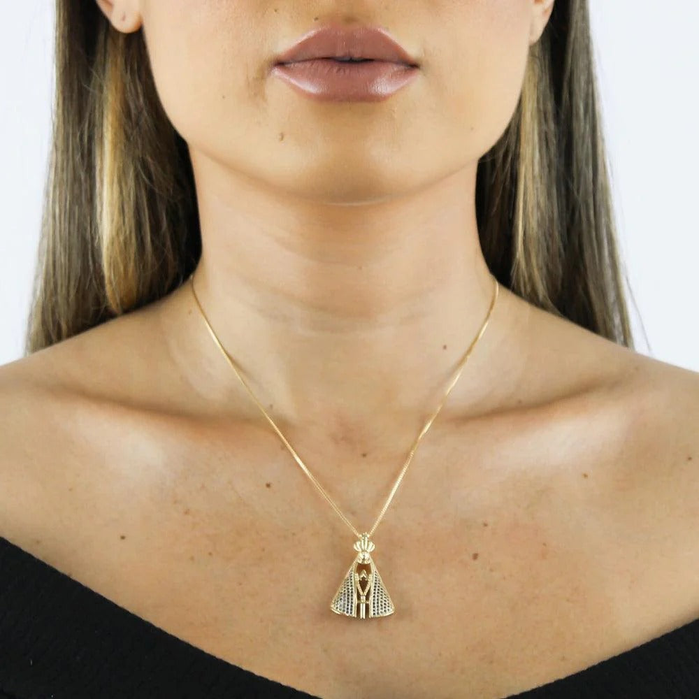 [COMPRE 1 E LEVE 2] Colar Nossa Senhora Aparecida banhado a Ouro 18K